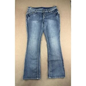 APT 9 Jeans Womens Size 12 Blue Bootcut Embellished Pockets Stretch Mid Rise